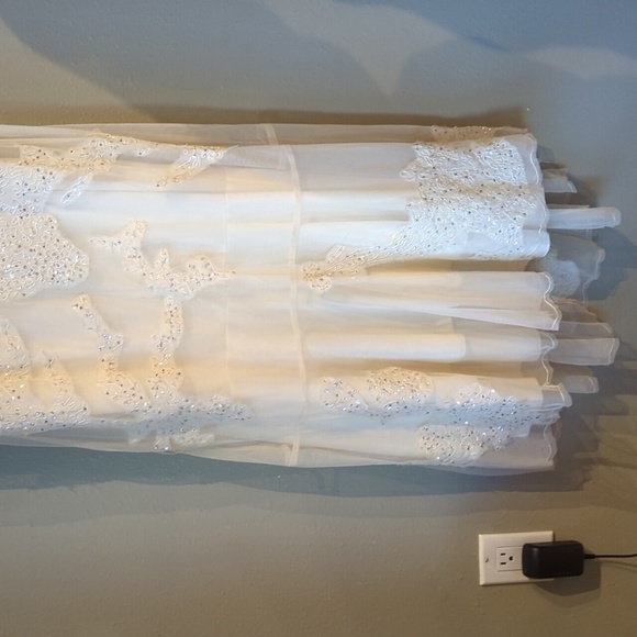 Y2k Newport News Ivory Sheer Beaded Maxi Dress Fairy Whimsigoth Wedding Vintage - Picture 2 of 13